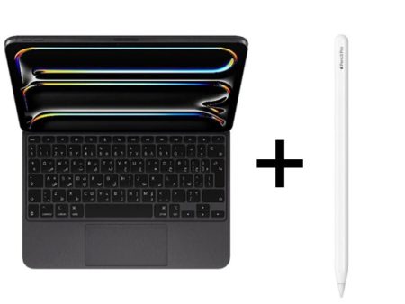 Apple Magic Keyboard for iPad Pro 11‑inch (M4) - Arabic   English - Black + Apple Pencil Pro (2024) - White - Bundle Offer Hot on Sale