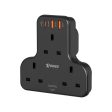 XPower WSS2 3 x Outlet T-Shaped Extension Socket - 20W   Black Fashion