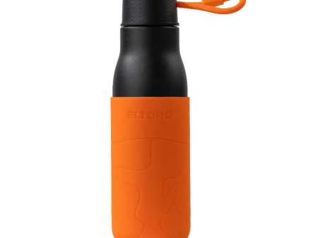 Eltoro Stainless Steel Bottle - 500ml    Black with Orange Sleeve Supply