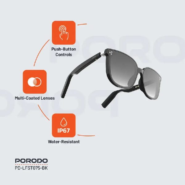 Porodo Lifestyle Polarized Sunglasses With Speaker - Black Online Sale