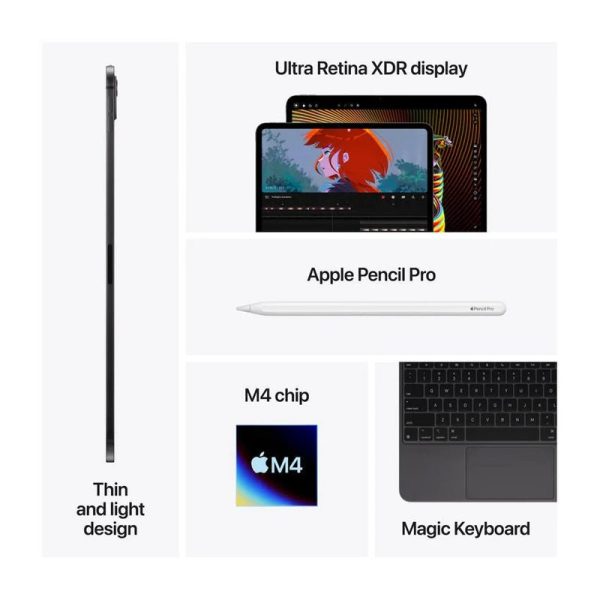 Apple iPad Pro (2024) M4 13 inch   512GB - Wifi - Space Black + Apple Pencil Pro (2024) - White + ESR  iPad Pro 13  Shift Magnetic Case - Black - Bundle Offer For Sale