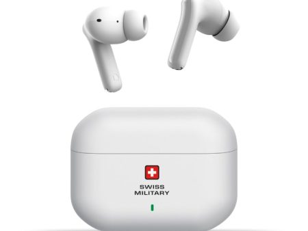 Swiss Military Delta 3 Stereo Earbuds - ANC+ENC   Wireless   White Hot on Sale