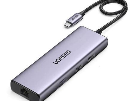 UGREEN USB-C to 2×USB 3.0+1×USB 2.0+2×HDMI 4K60Hz+RJ45(1000M)+SD+TF+PD (CM490 90119) on Sale