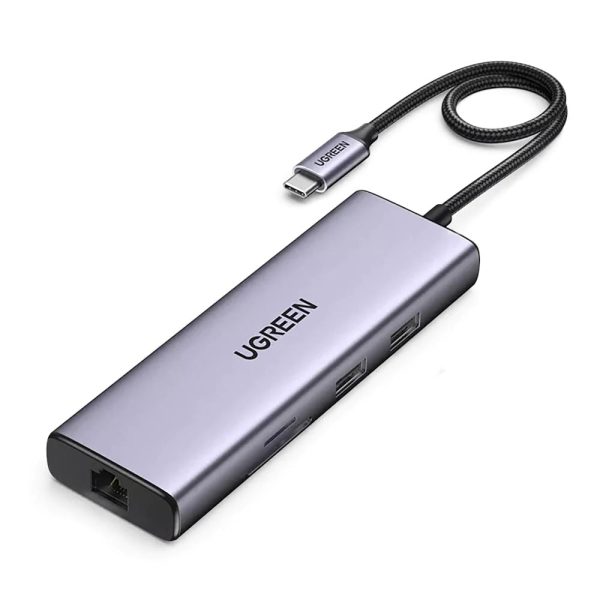 UGREEN USB-C to 2×USB 3.0+1×USB 2.0+2×HDMI 4K60Hz+RJ45(1000M)+SD+TF+PD (CM490 90119) on Sale